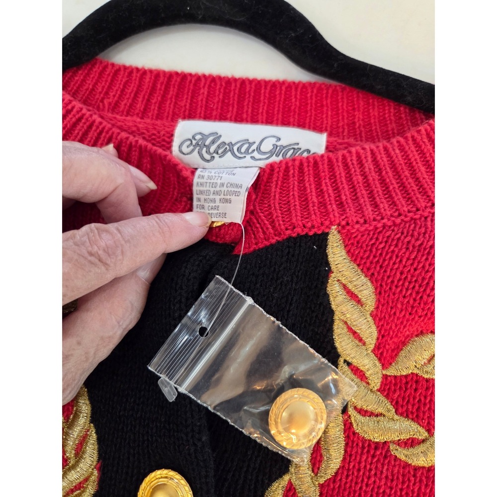 Alexa Grace 90s Patriotic Cardigan 1X Red Americana Stars Stripes Embellished - Picture 5 of 10